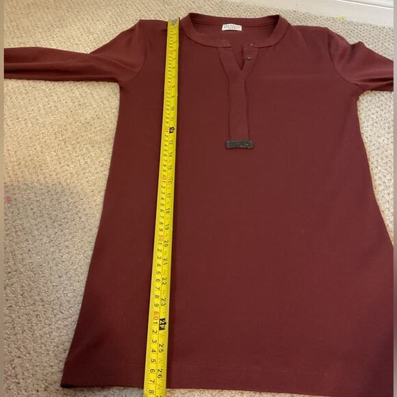 Brunello Cucinelli Burgundy Beaded Long Sleeve Button-Down Top Size Medium - Picture 12 of 12